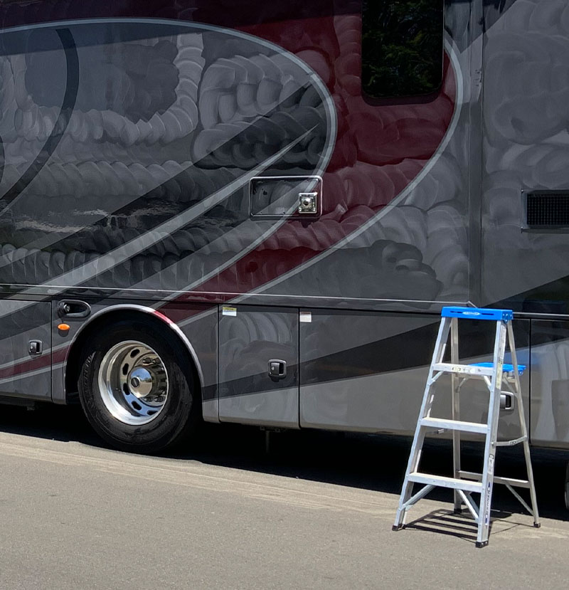 Car Wash Guys waxing a motorcoach The Car Wash Guys® waxing a motorcoach